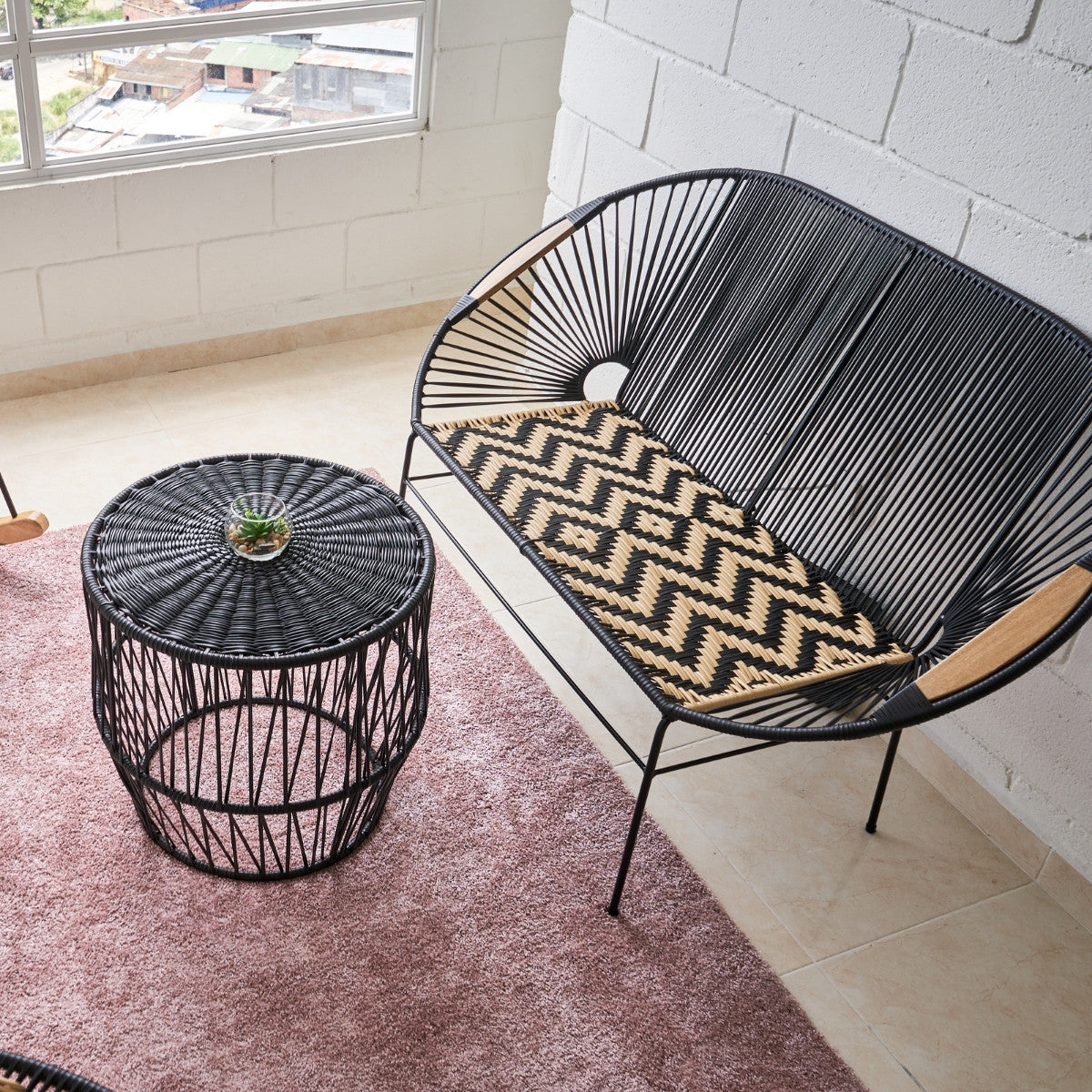 Sofa Artesanal Tejido En Mimbre Plastico o Sintetico