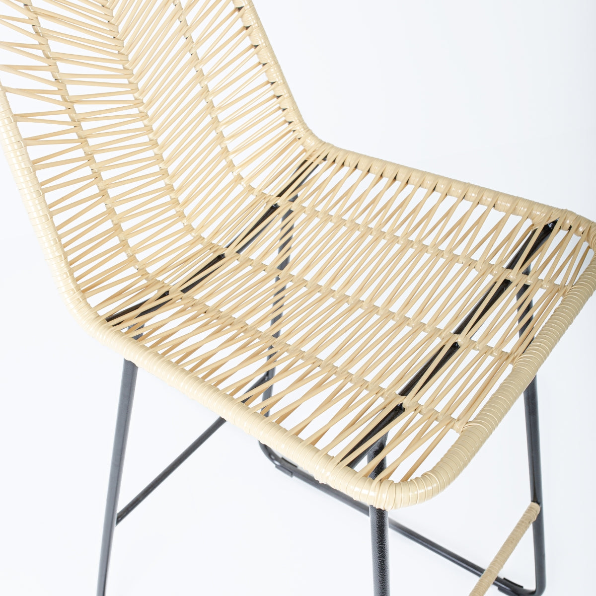 Silla de Barra Artesanal Tejida En Mimbre Plástico