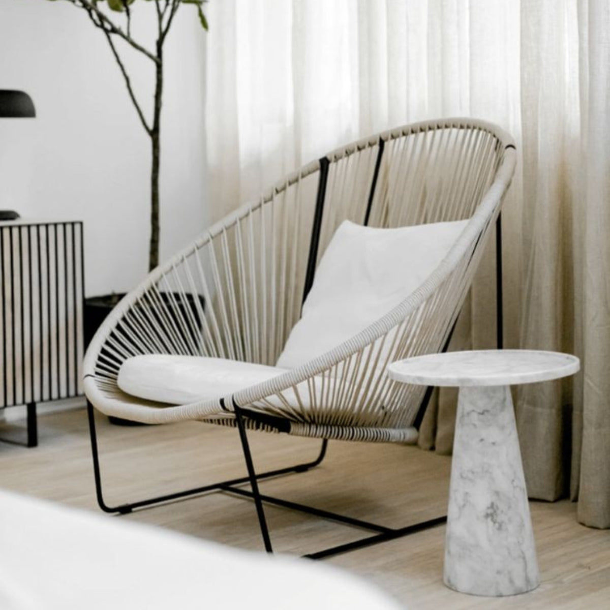 Silla Poltrona Balcón Artesanal Tejida a Mano En Mimbre Para Jardín