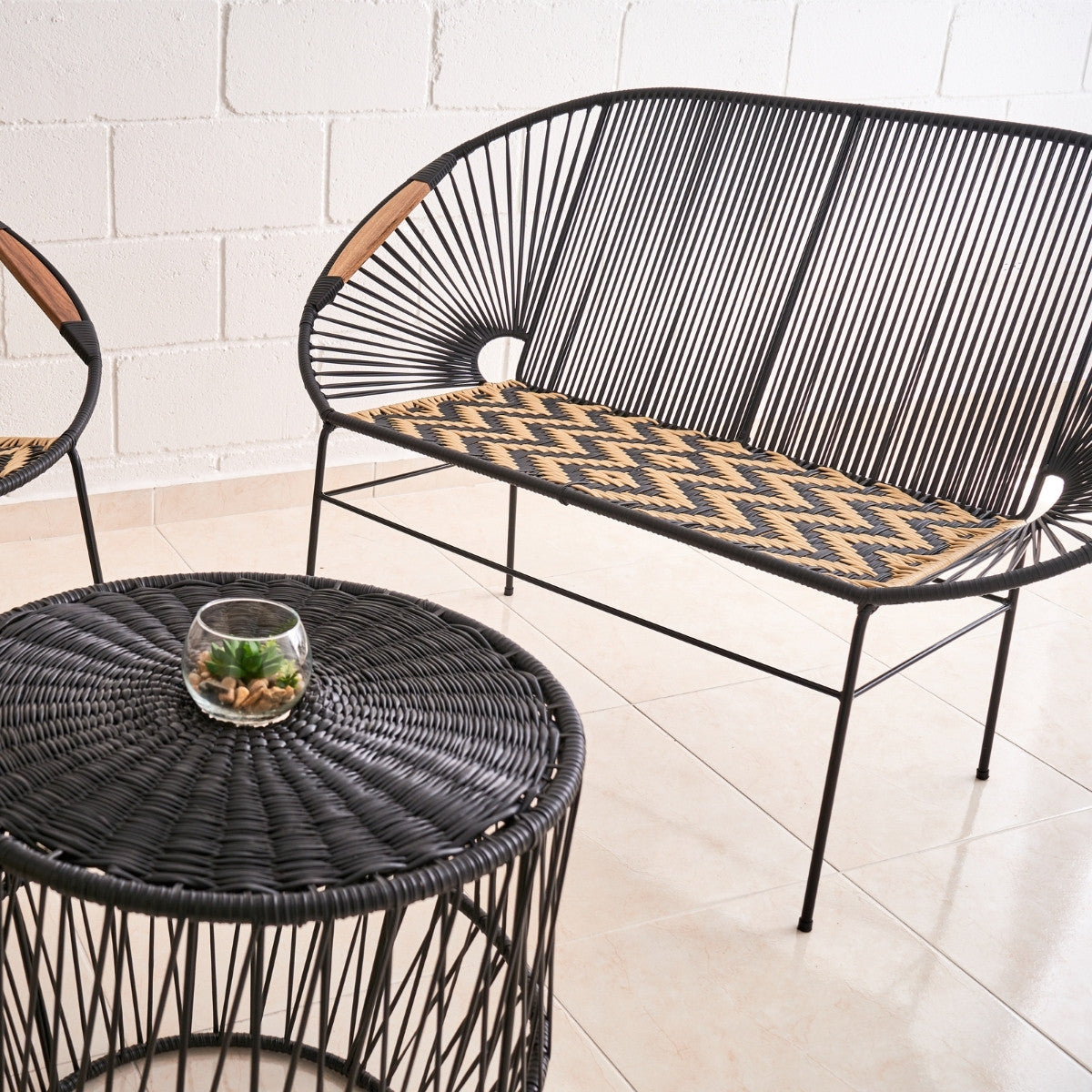 Sofa Artesanal Tejido En Mimbre Plastico o Sintetico
