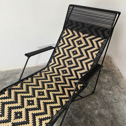 Silla Asoleadora Tejida en Mimbre Sintético Mueble para Exterior con Protección UV