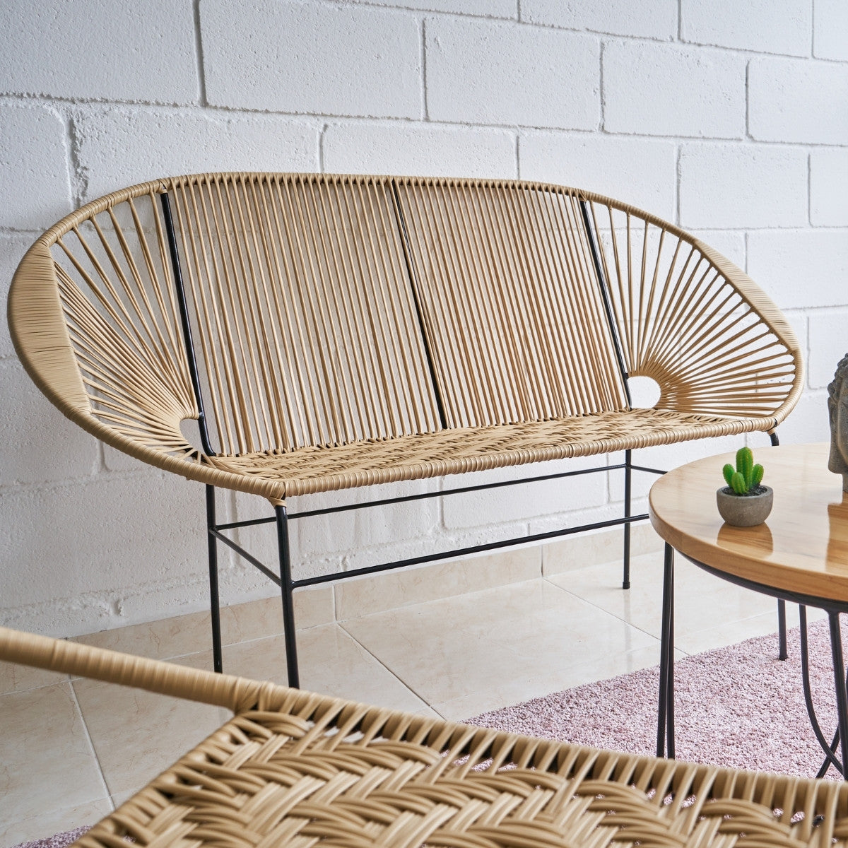 Sofa Artesanal Tejido En Mimbre Plastico o Sintetico