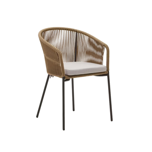 Silla Fija Tejida en Mimbre Diseño Artesanal Moderno y Elegante Para Interior y exterior