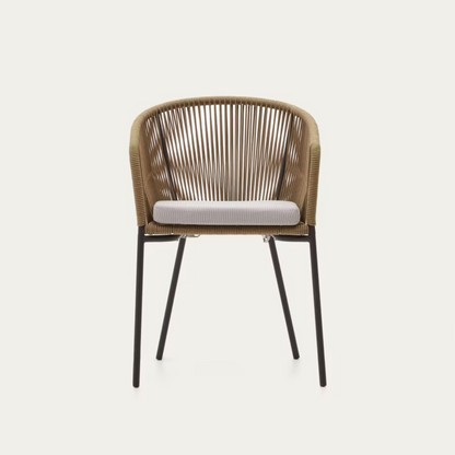 Silla Fija Tejida en Mimbre Diseño Artesanal Moderno y Elegante Para Interior y exterior