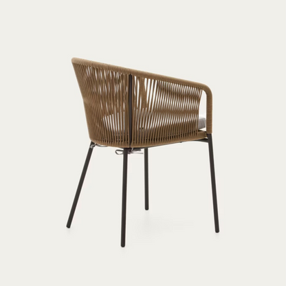 Silla Fija Tejida en Mimbre Diseño Artesanal Moderno y Elegante Para Interior y exterior
